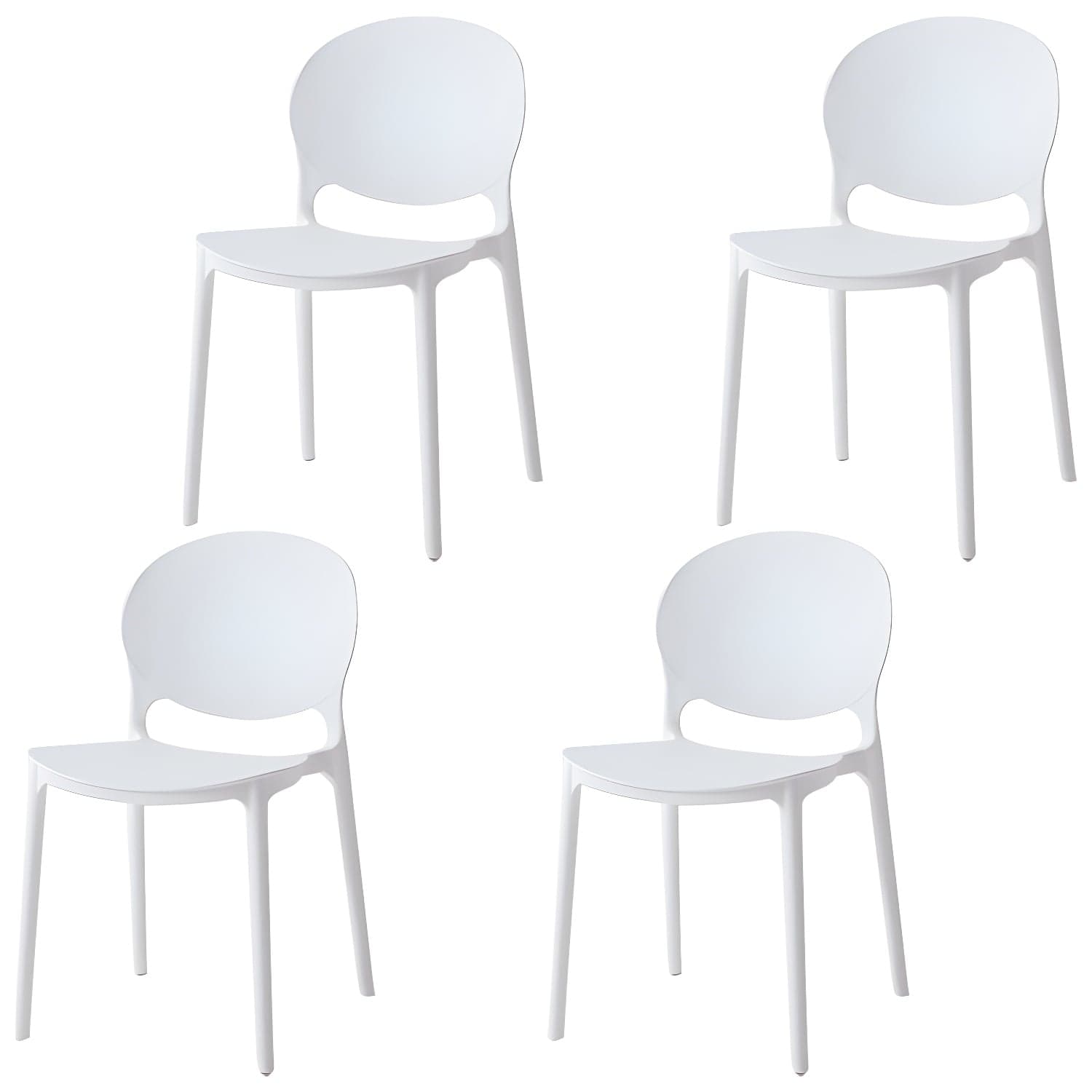 Modern Style Stackable Plastic Chair Open Back Dining Side Chair (Set of 4) thumbnail 10