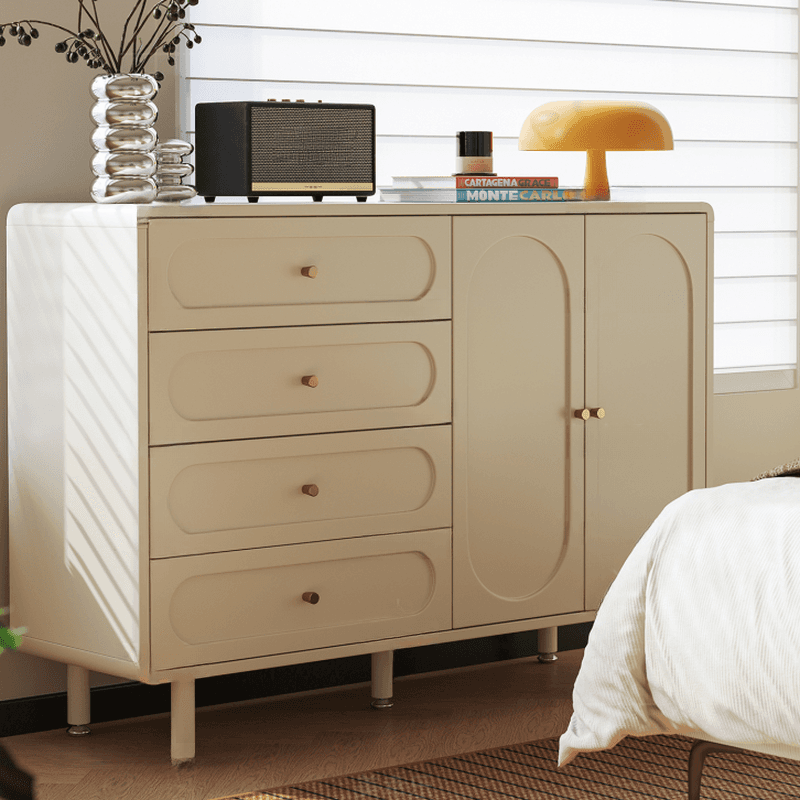 Chalk Casual Composite Wood Combo Dresser with 5/4 Drawers, Hutch, 3 Interior Shelves, Horizontal Orientation thumbnail 1