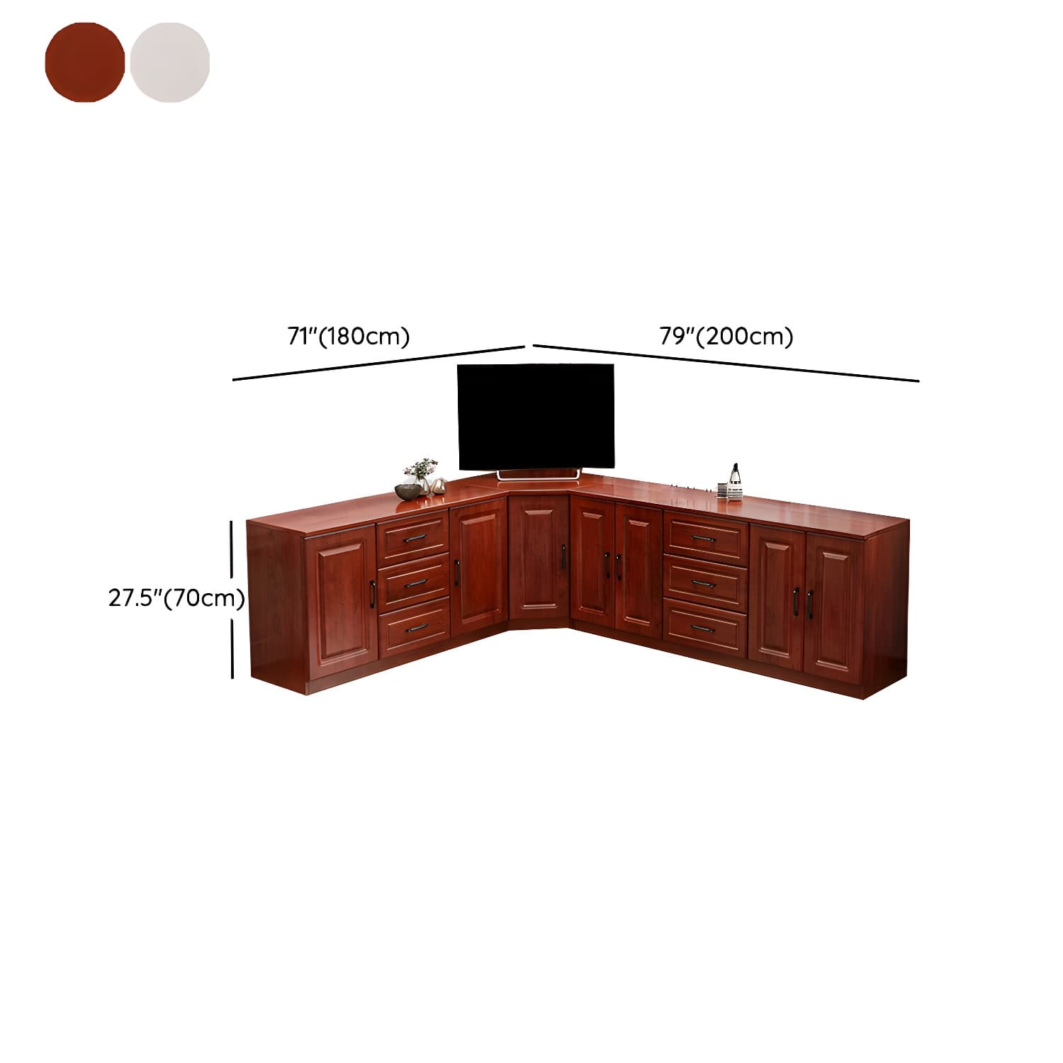 Modern Solid Wood Corner TV Stand Console with 6 - Drawer - 27.56" thumbnail 22
