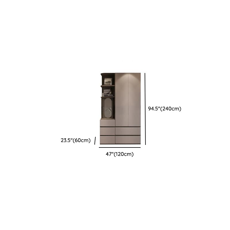 Sand Minimalist Laminate Cabinet Armoire with Soft Close Drawer, Soft Close Door, Interior Shelves, and Clothing Rod thumbnail 12
