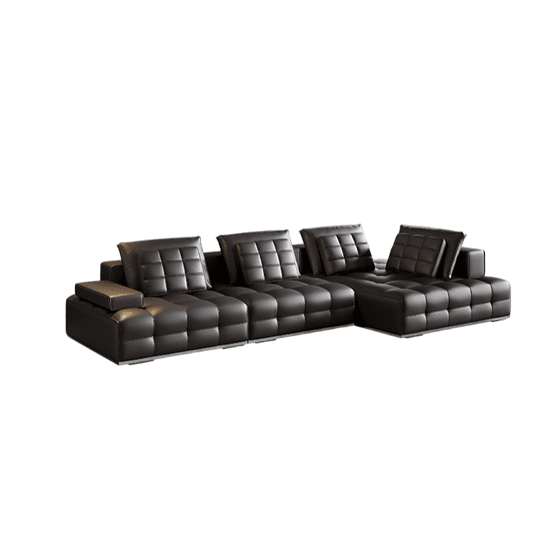 Versatile Black Sofa, Straight/L-Shape, 7-Seater, Horizontal/Right Hand Facing Orientation thumbnail 4