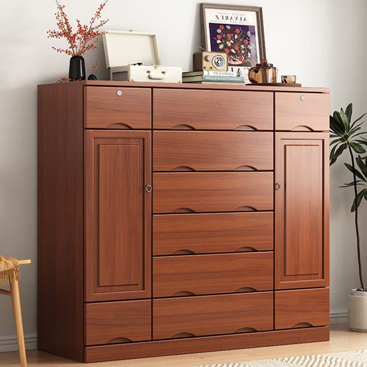 Modern Solid Wood Combo Dresser with Shelves, Drawers, and Cabinet Storage thumbnail 13
