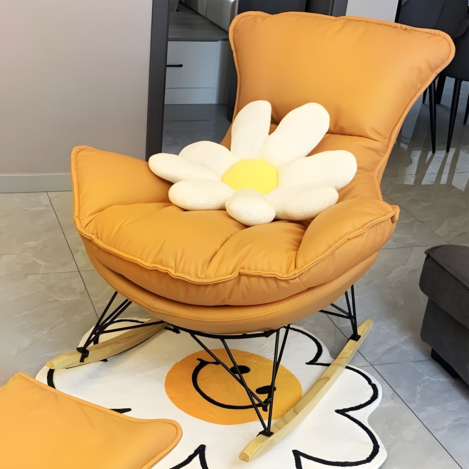 Modern Rocking Chair Solid Wood Rocker Chair with Light Legs thumbnail 19