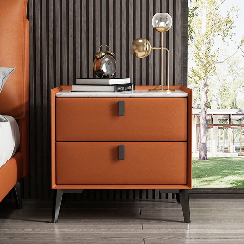Contemporary 4 Legs Storage Drawer Nightstand with Black Handles for Bedroom thumbnail 15