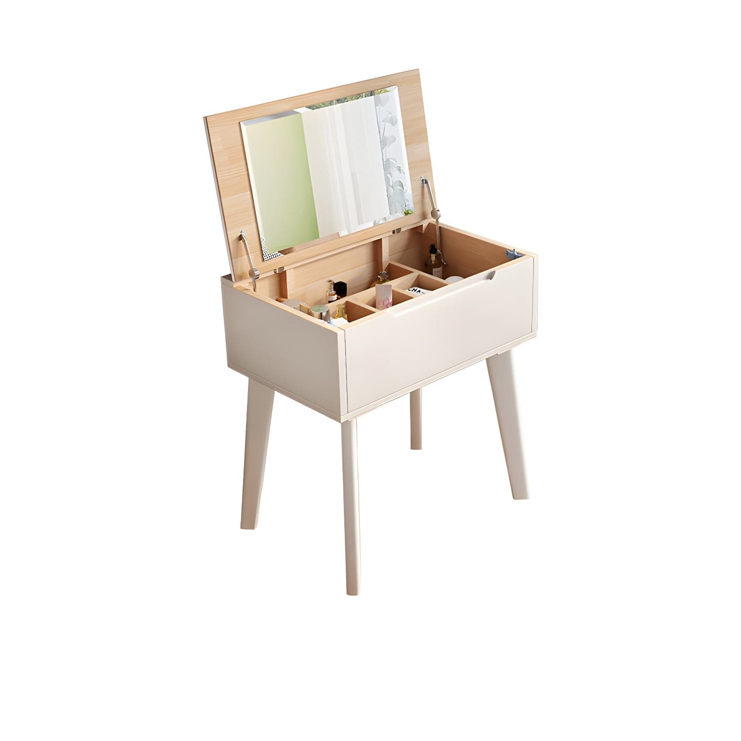 Solid Wood Vanity Dressing Table Scandinavian Flip-Top Vanity Desk thumbnail 3