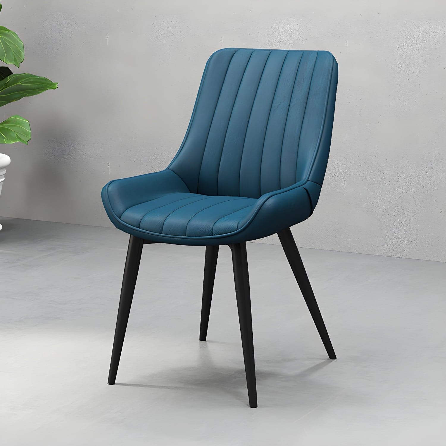 Metal Frame Dining Side Chair Faux Leather Upholstered Side Chair thumbnail 2