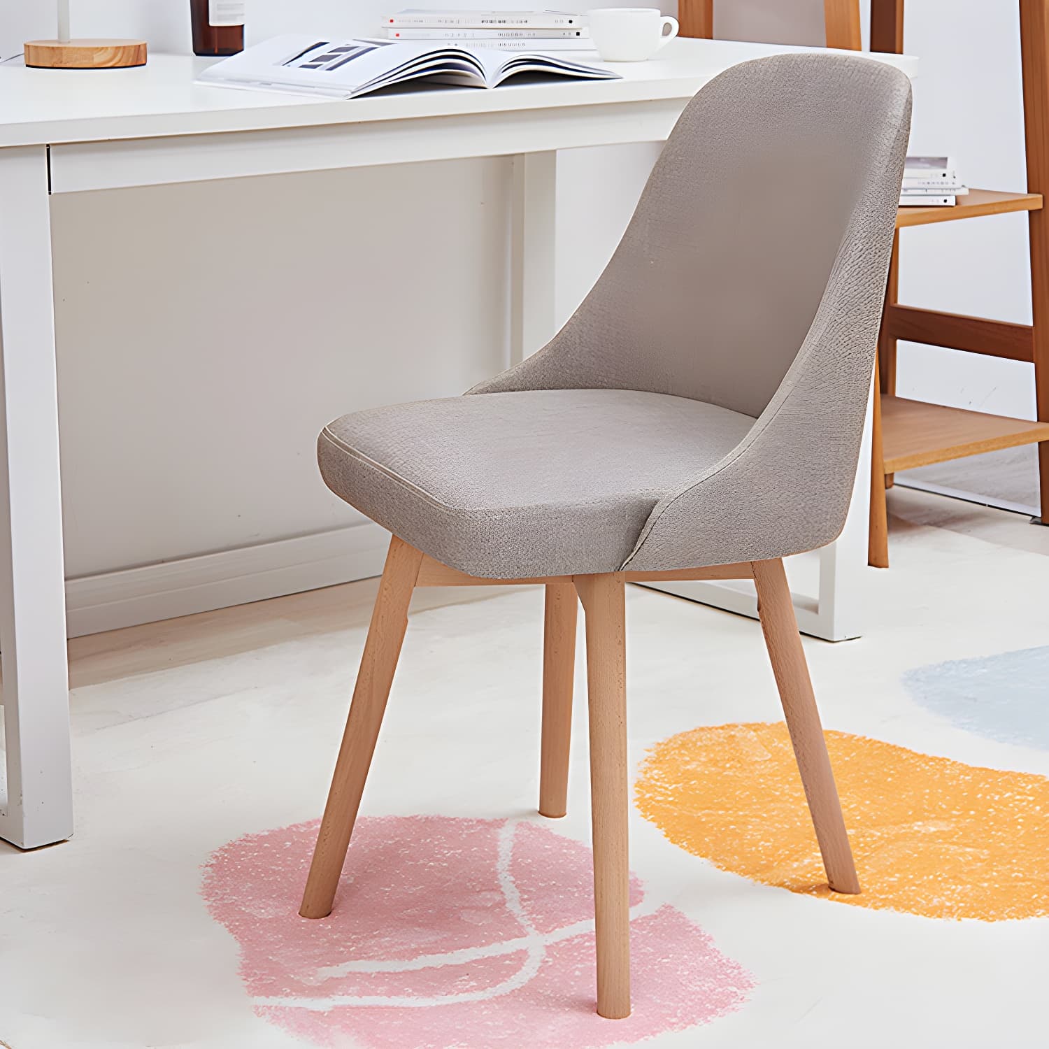 Upholstered Armless Dining Chairs Scandinavian Side Dining Chairs with Wood Legs thumbnail 22