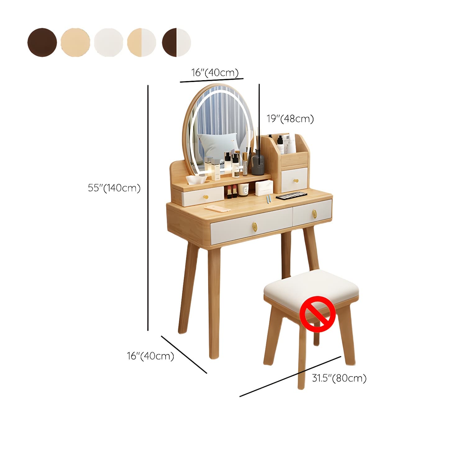 Traditions Dressing Table Bedroom Solid Wood with Drawer Mirror Make-up Vanity thumbnail 22