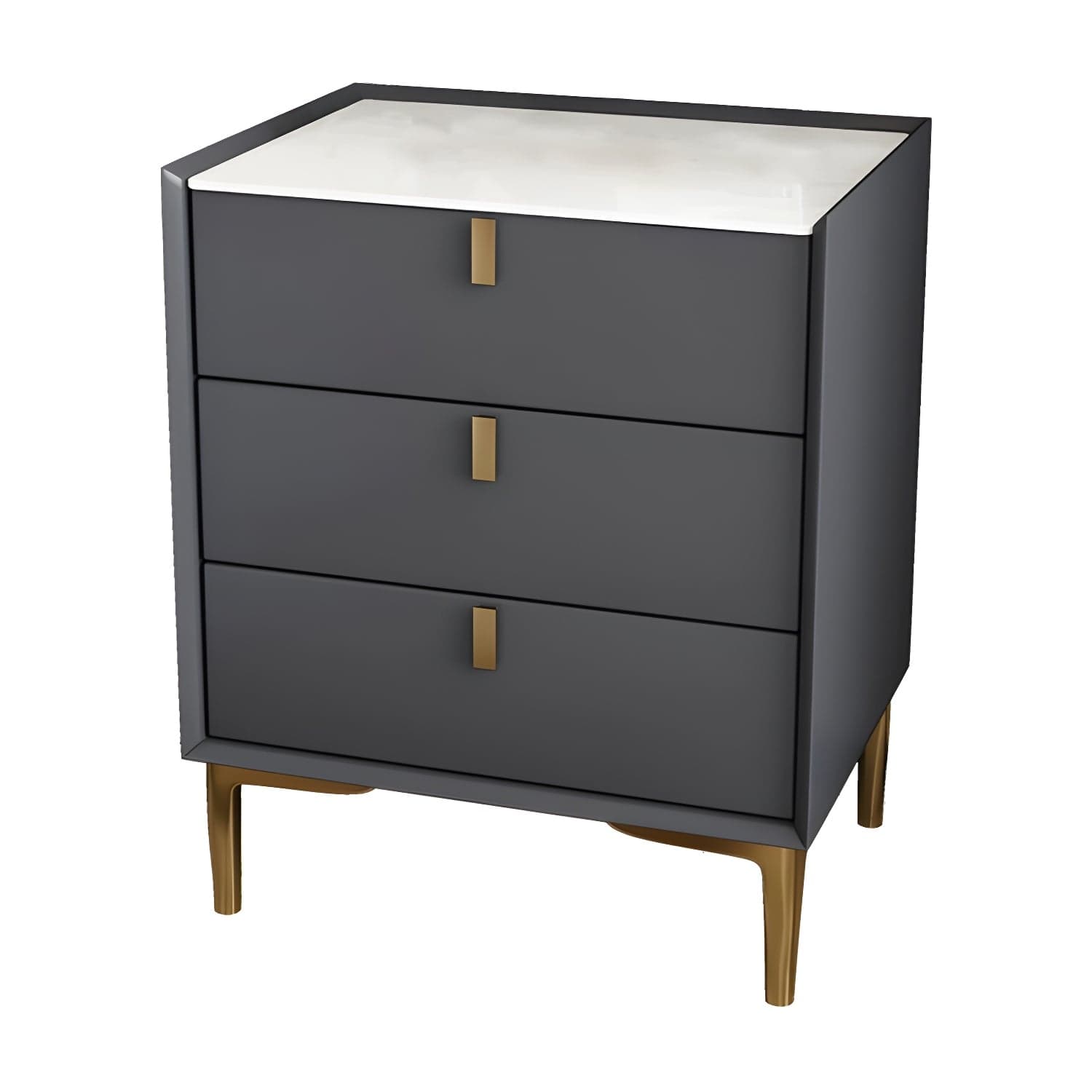 Glam Style Sintered Stone Top 3-Drawer Nightstand with Legs for Bedroom thumbnail 14