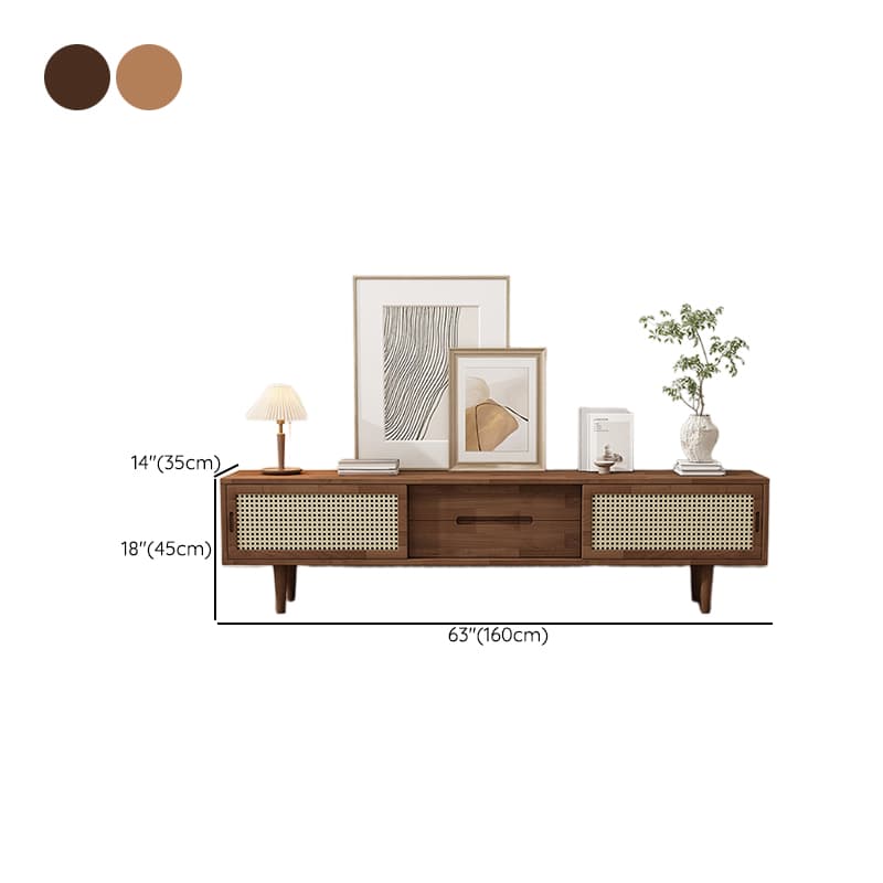 Simplistic Oak Wood TV Stand with 2 Drawers and 2 Cabinets thumbnail 18