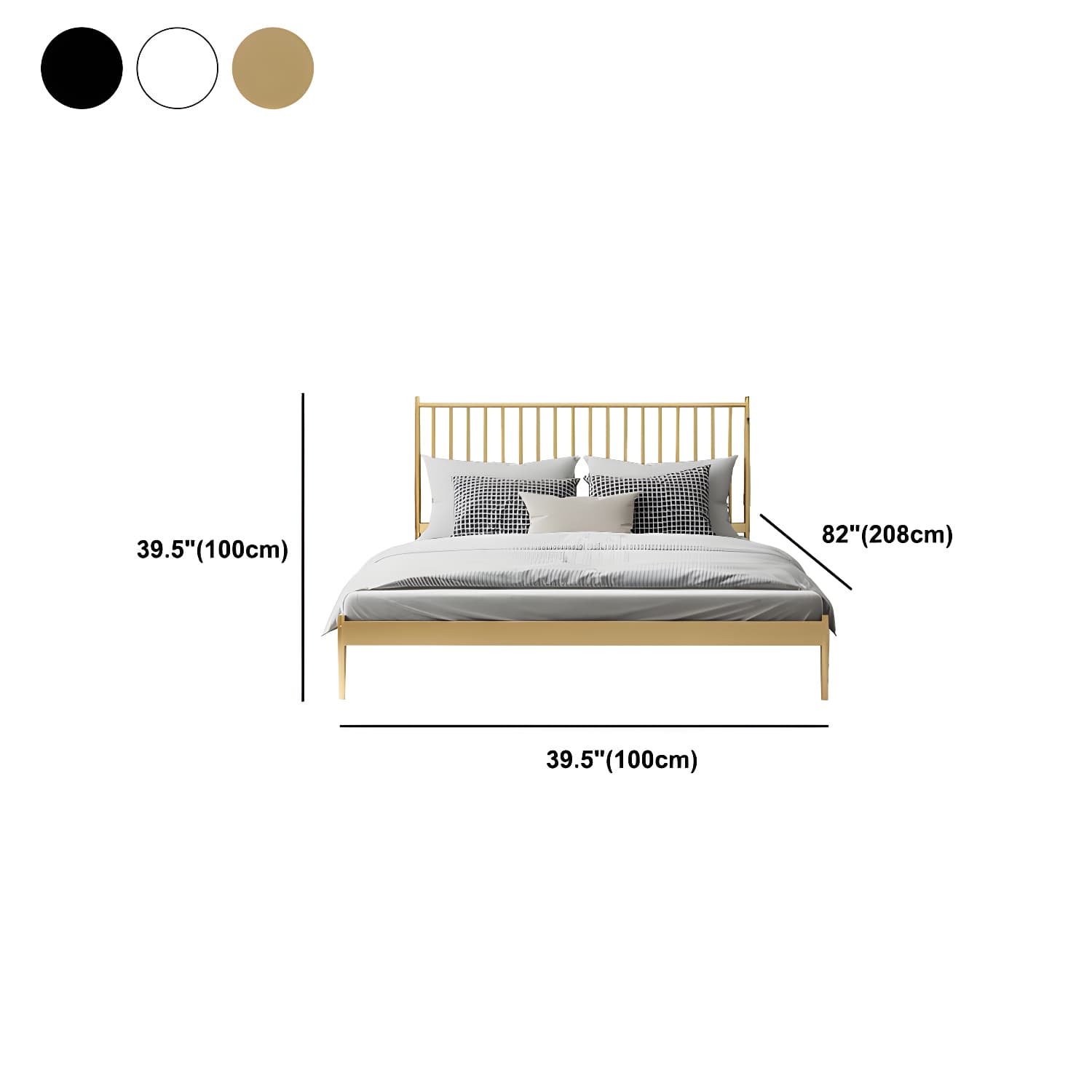 Modern Style Metal Material Includes Headboard Gold/white/black Bed thumbnail 15