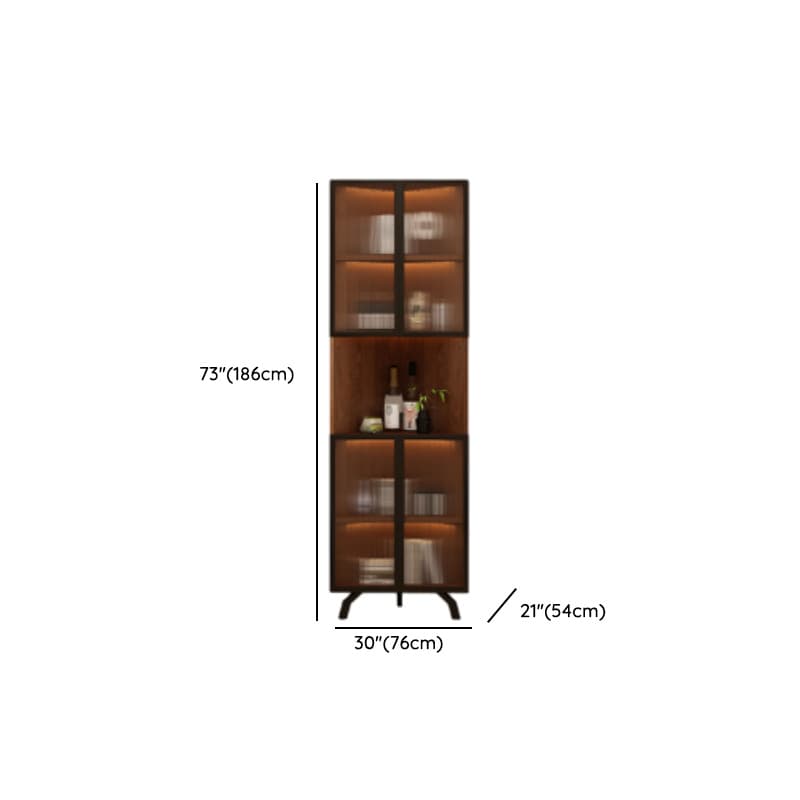 Simple Corner Accent Cabinet with Closet, Laminate, Glazed Door, and Brown Top thumbnail 14