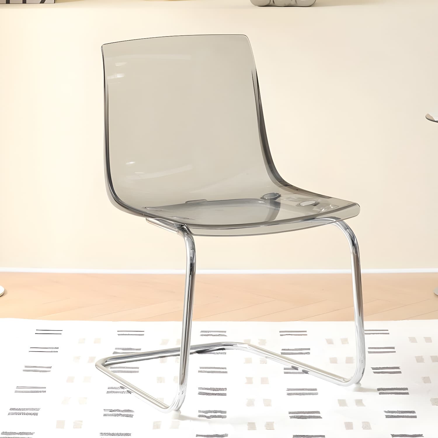 Modern Low-Back Side Chair in Plastic & Acrylic with Metal Legs - Silver thumbnail 5