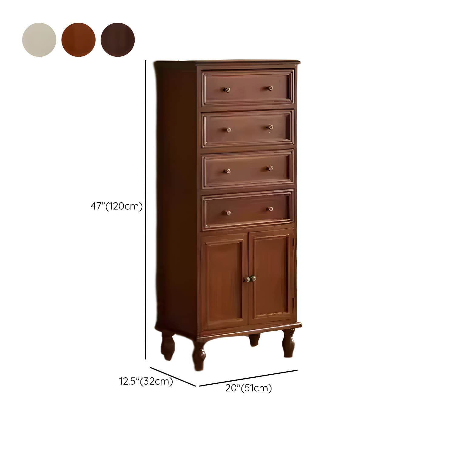 Mid-Century Modern Rectangular Wood Accent Cabinet with 1 Cabinet and Drawers thumbnail 20