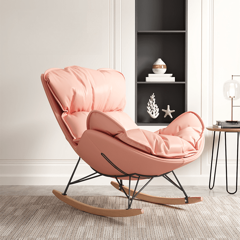 Modish Upholstered Rocking Accent Chair with Ottoman thumbnail 7
