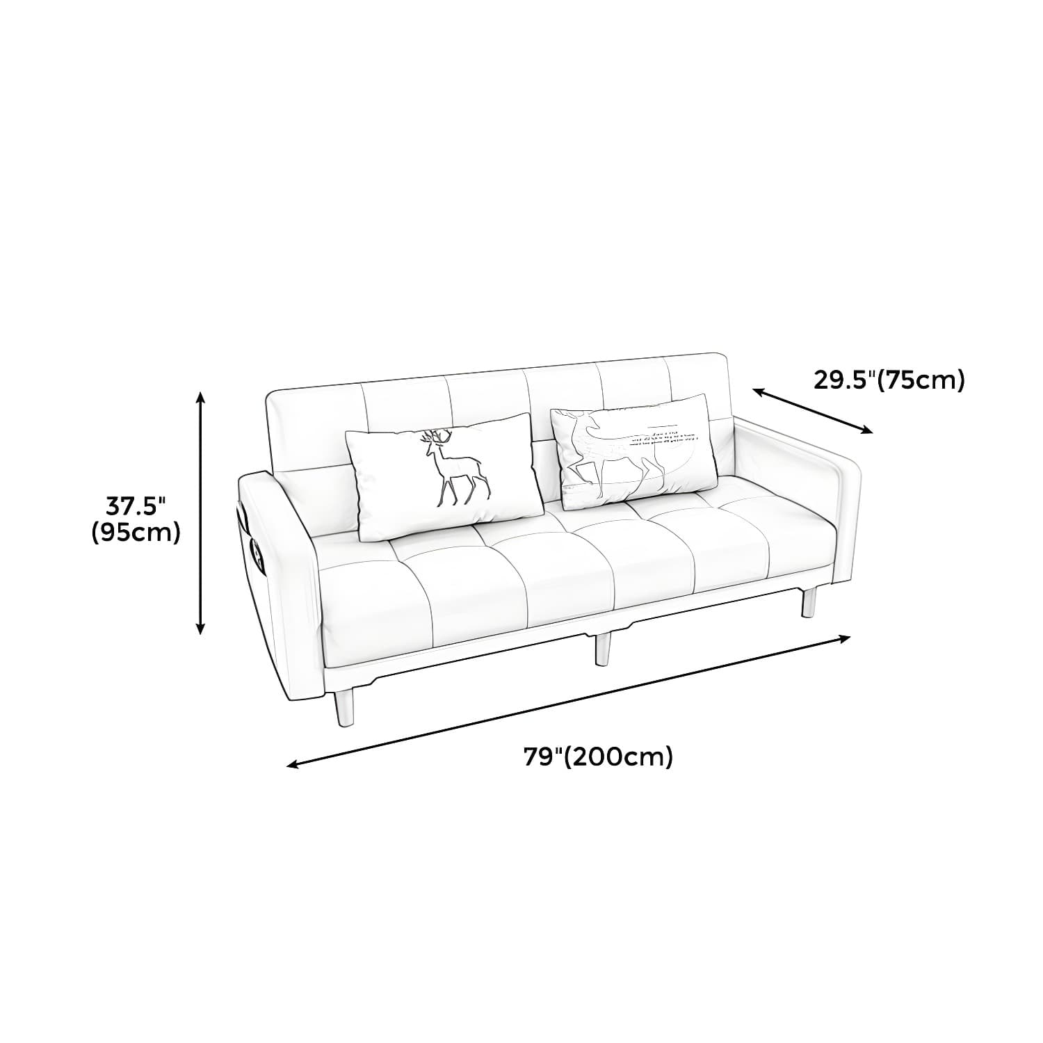 Square Arm Modern Storage Sofa with Biscuit Back Convertible Sofa for Living Room thumbnail 25