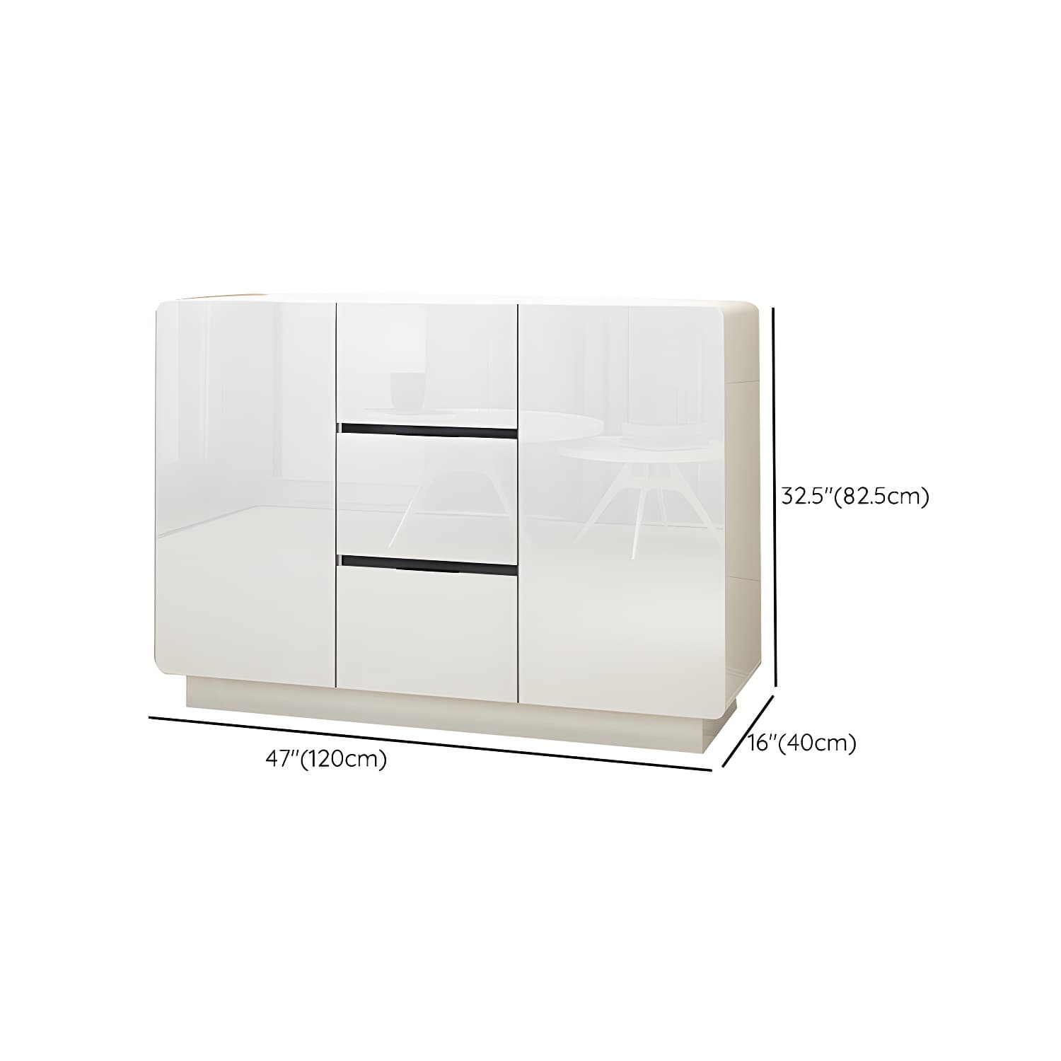 Contemporary White Sideboard Table with Drawers and Adjustable Shelving - image 10