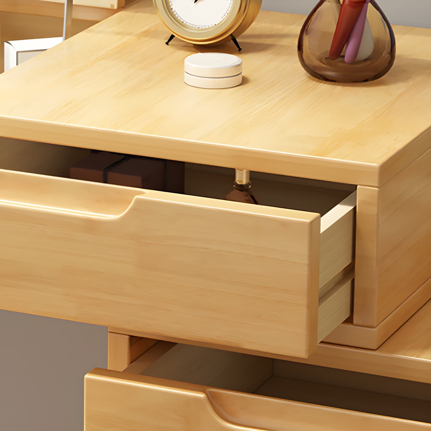 Solid Wood 1/4-Drawer Vanity Makeup Table with Mirror and Stool - 17.72" D thumbnail 11