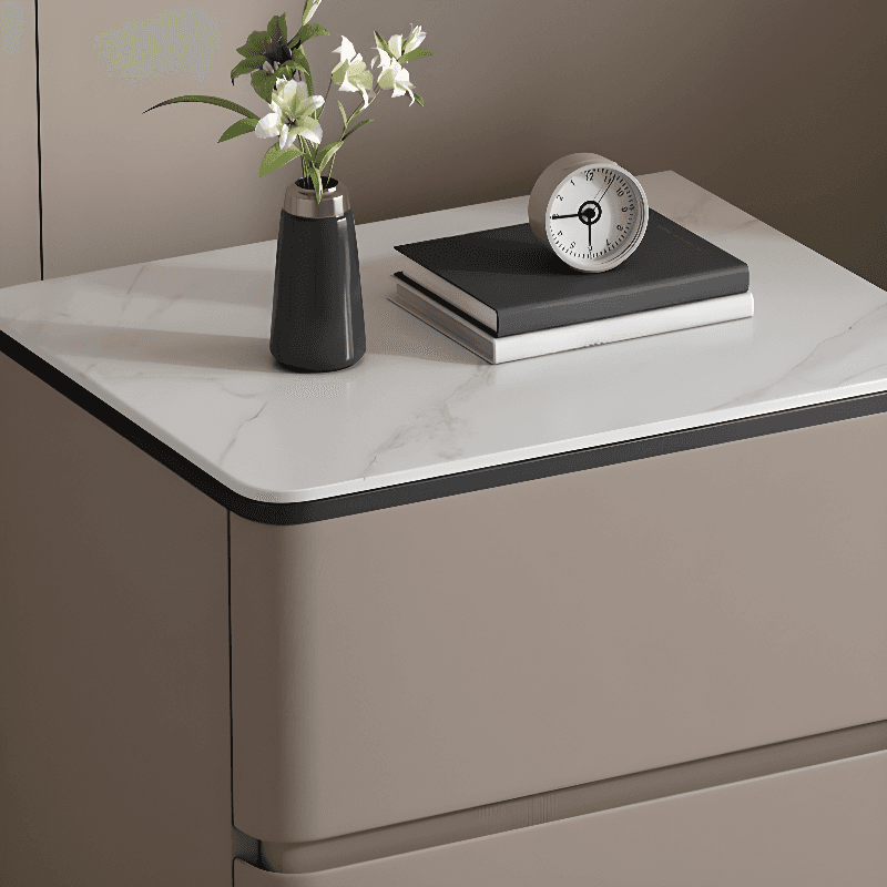 Organic Modern Nightstand With Drawer Organization, 2 Drawers, and Stone Countertop thumbnail 11