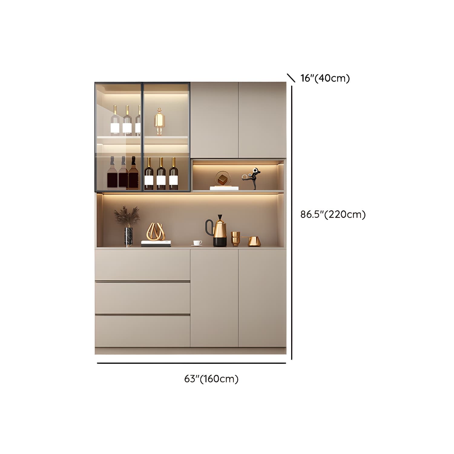 Modern Wood Cabinet with Glass Doors and Non-adjustable Shelves thumbnail 13