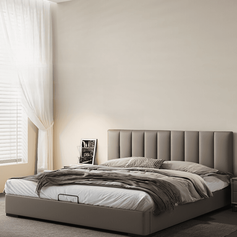 Grey Solid Color Storage Included/Panel Bed for Bedroom thumbnail 1