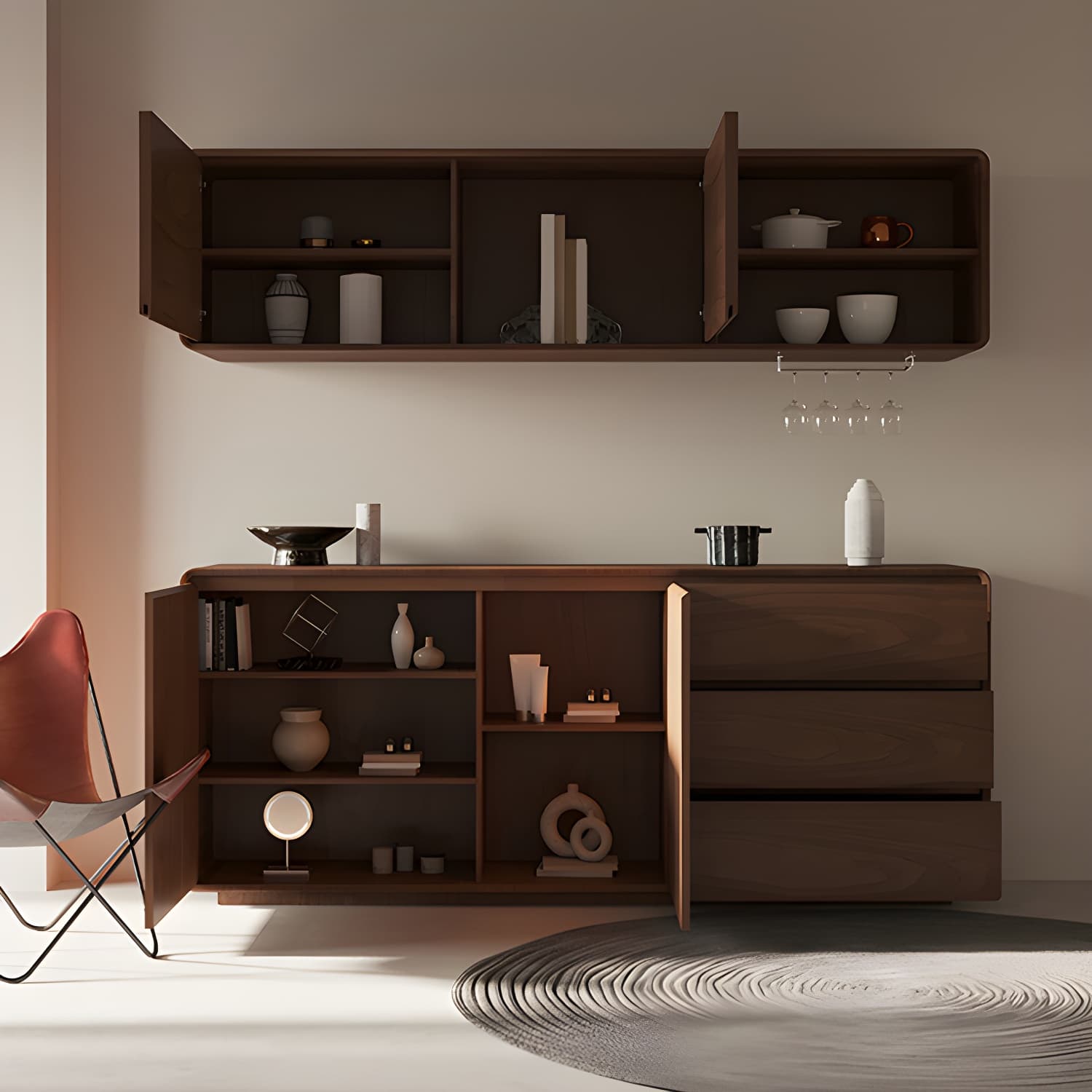 Wood Sideboard with 2 Doors and 3 Drawers, Overall Dimensions 40cmW x 80cmH thumbnail 8