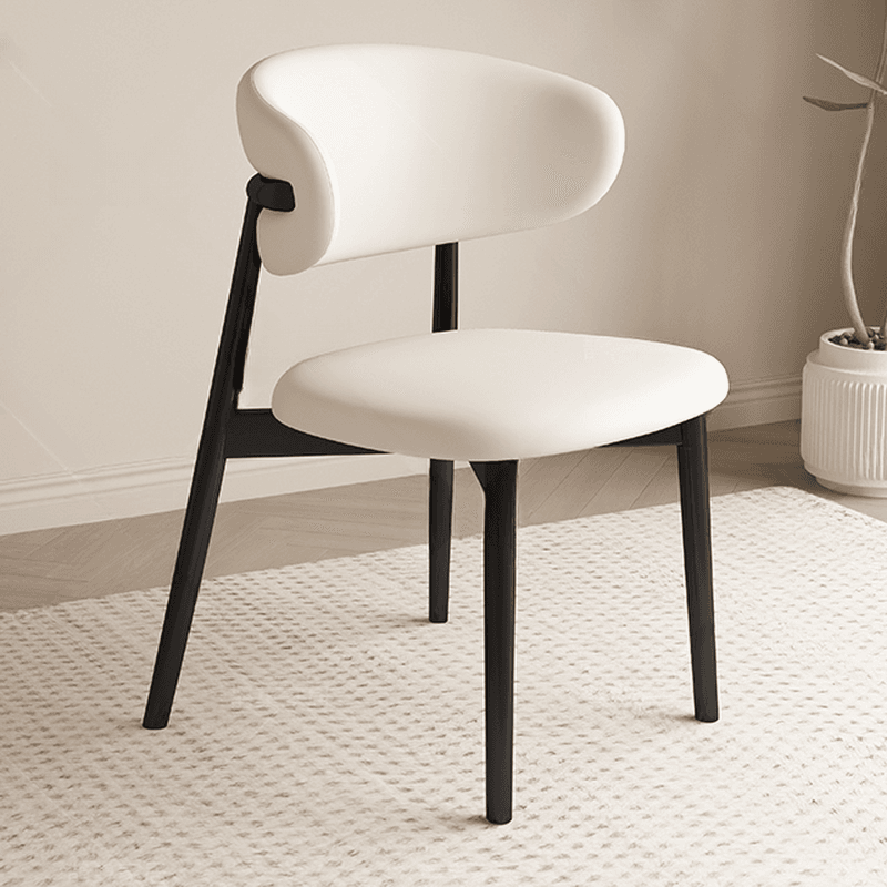 Art Deco Side Chair with Padded Upholstery, Midnight Black/Walnut/Wood Color Legs, Lumber Material, and Low Back thumbnail 1