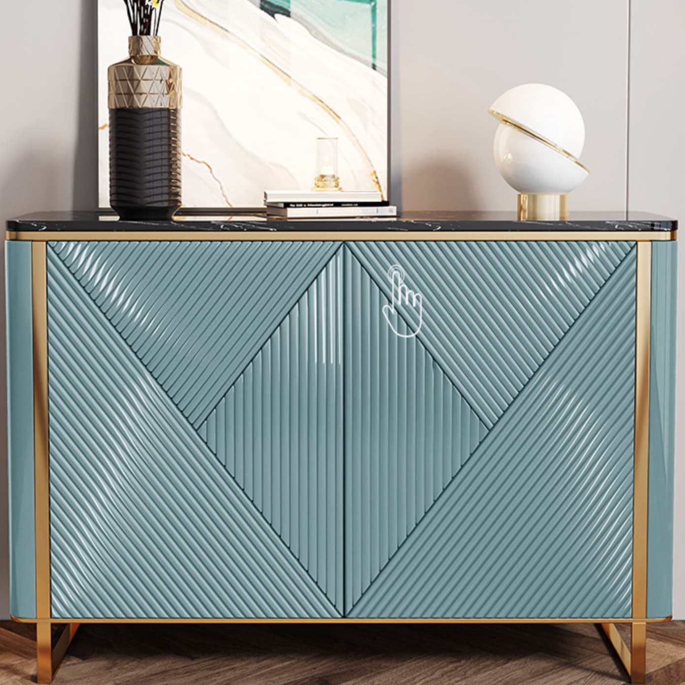 Modern & Contemporary Side Board Stone Credenza with Cabinets thumbnail 12