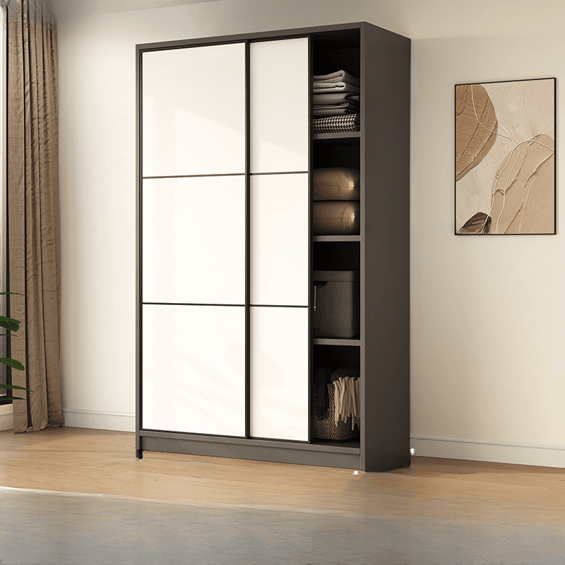 Detached Timber Gray Wardrobe Armoire with Soft Close Door, Interior Shelves and Hanging Rod, Soft Close Drawer Included/Not Included thumbnail 3