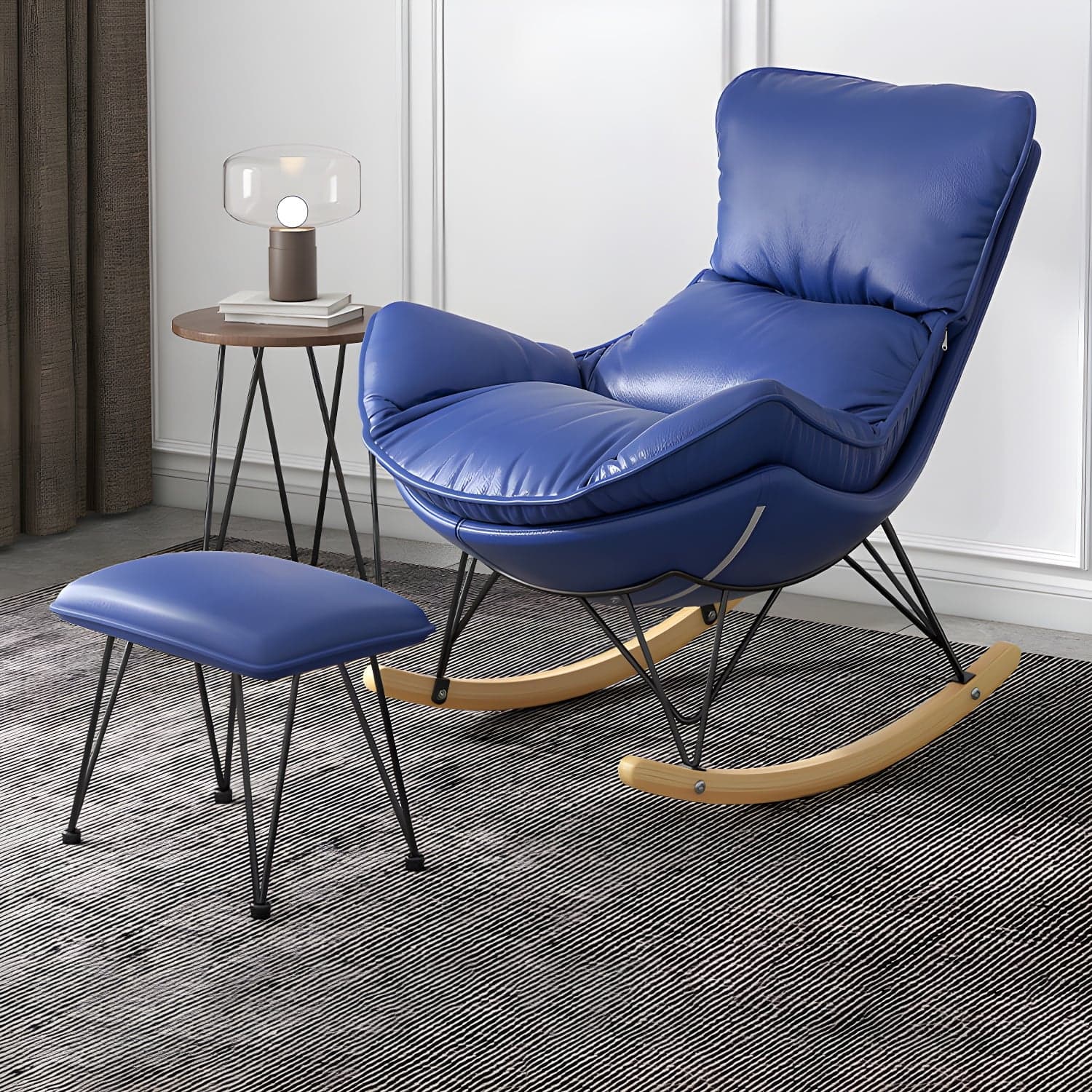 Solid Wood Rocking Chair Contemporary Rocker Chair with Padded Seat thumbnail 2