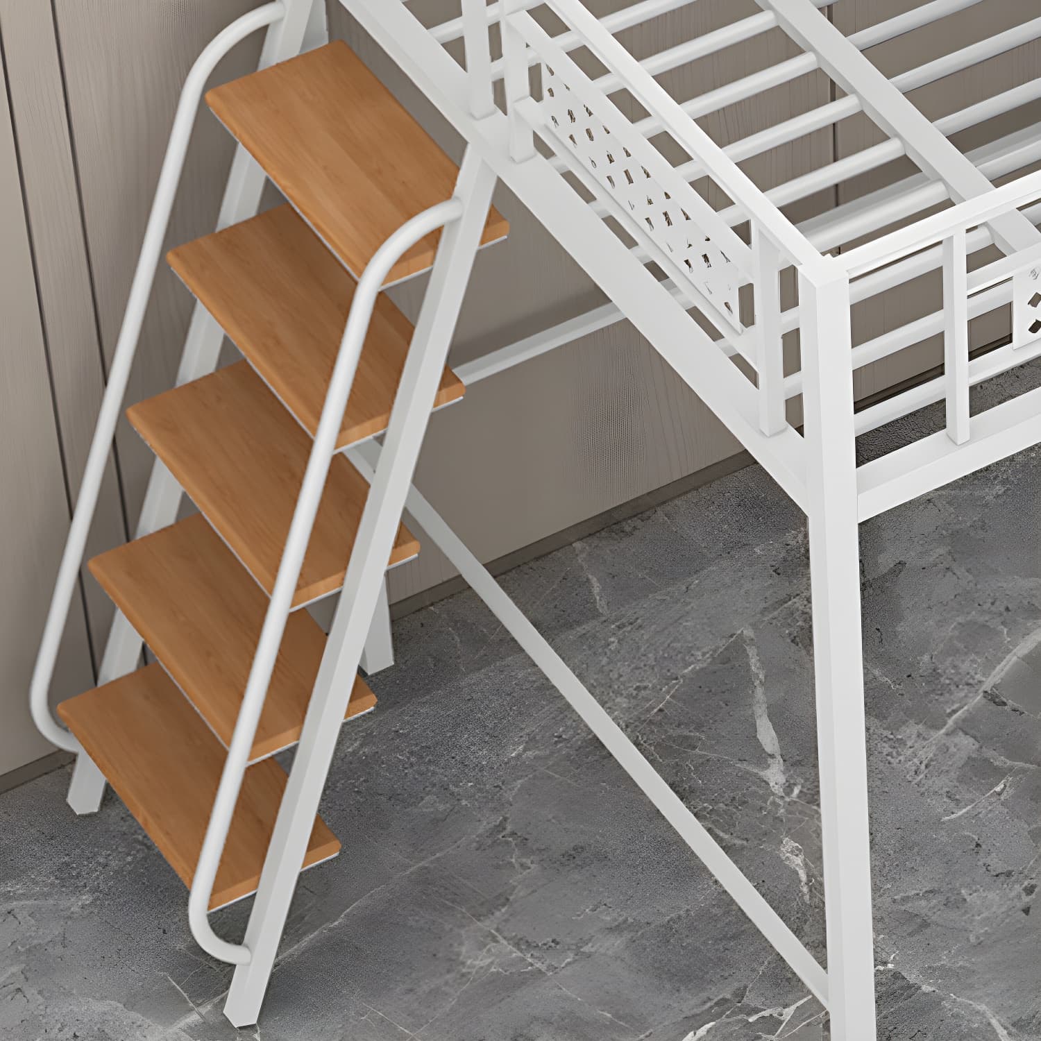 Simple and Chic Metal Frame Modern Bed with Headboard Included thumbnail 9