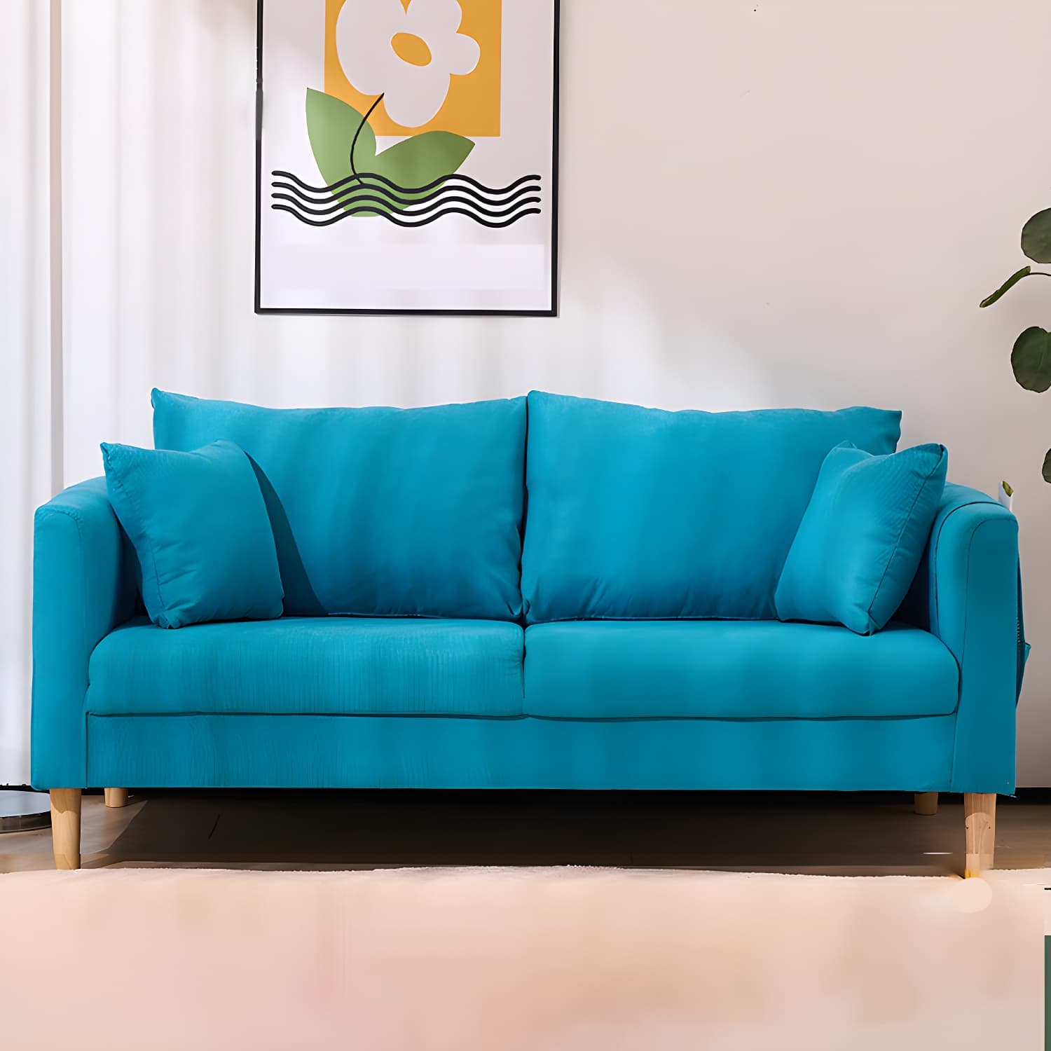 21.25" High Sofa with 2 Pillows Velvet Tuxedo Arm Sofa with Storage thumbnail 15