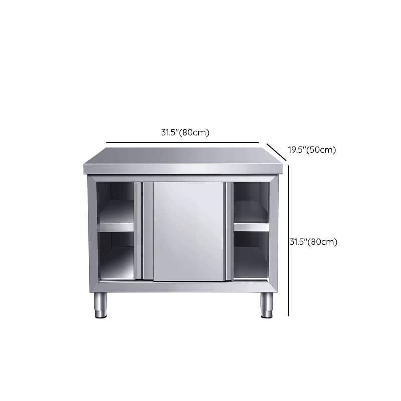Silver Scullery Sink Cabinet with Reflecting Stainless Alloy Countertop, Self-supporting and Culinary Equipment Storage thumbnail 22