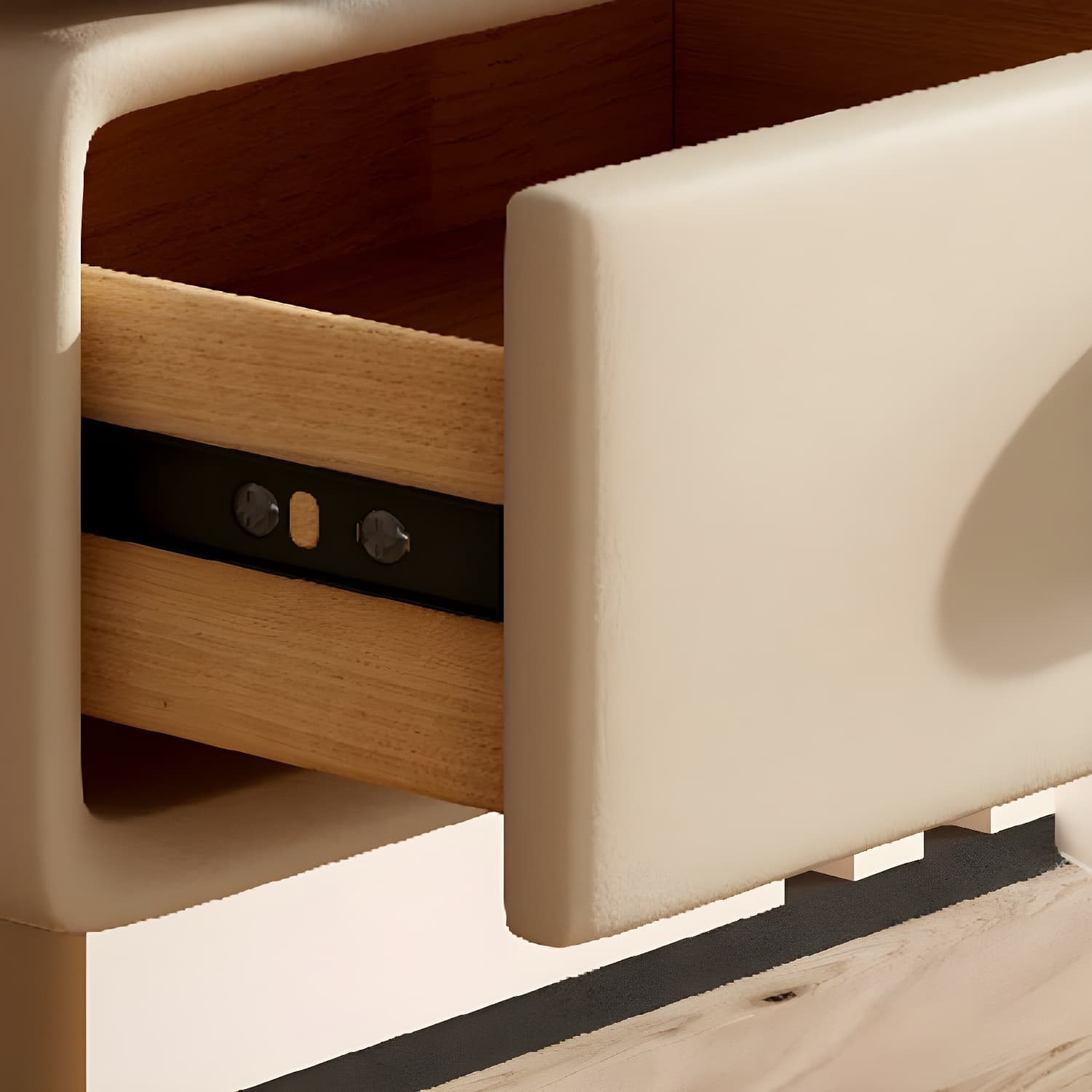 Modern Faux Leather Drawer Storage Nightstand in Narrow for Bedroom thumbnail 19