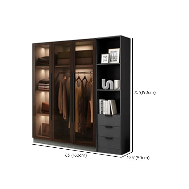 Ink Casual Lumber Wardrobe with Soft Close Door, Interior Shelves, and Hanging Rod thumbnail 20