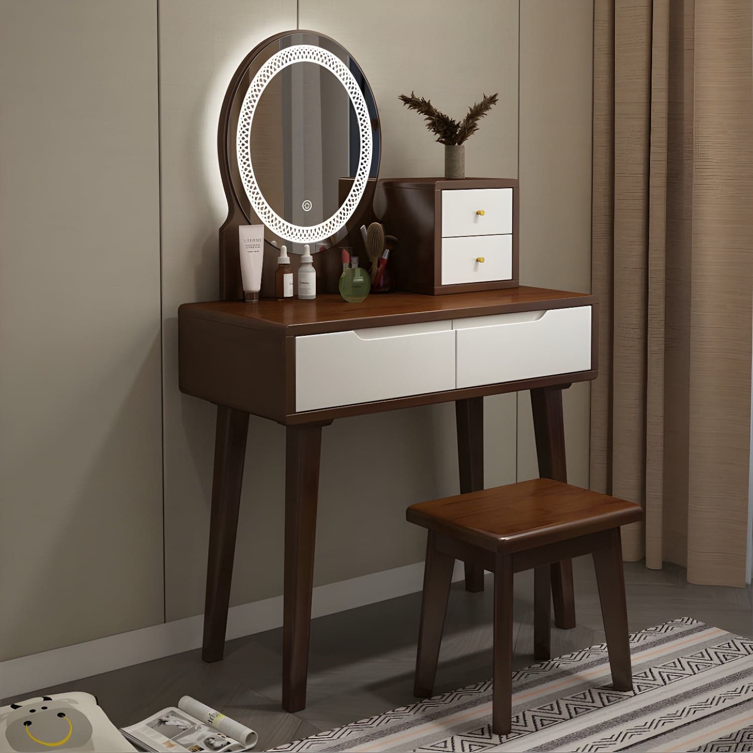 Traditions Make-up Vanity Solid Wood Bedroom With Drawer Dressing Table thumbnail 8