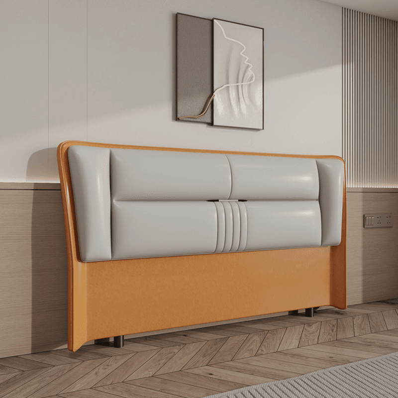 Trendy Wingback Headboard with No Distressing in Natural Wood, Rectangle Shape for Full/Queen Bed with Sponge Upholstery and Standard Height thumbnail 6