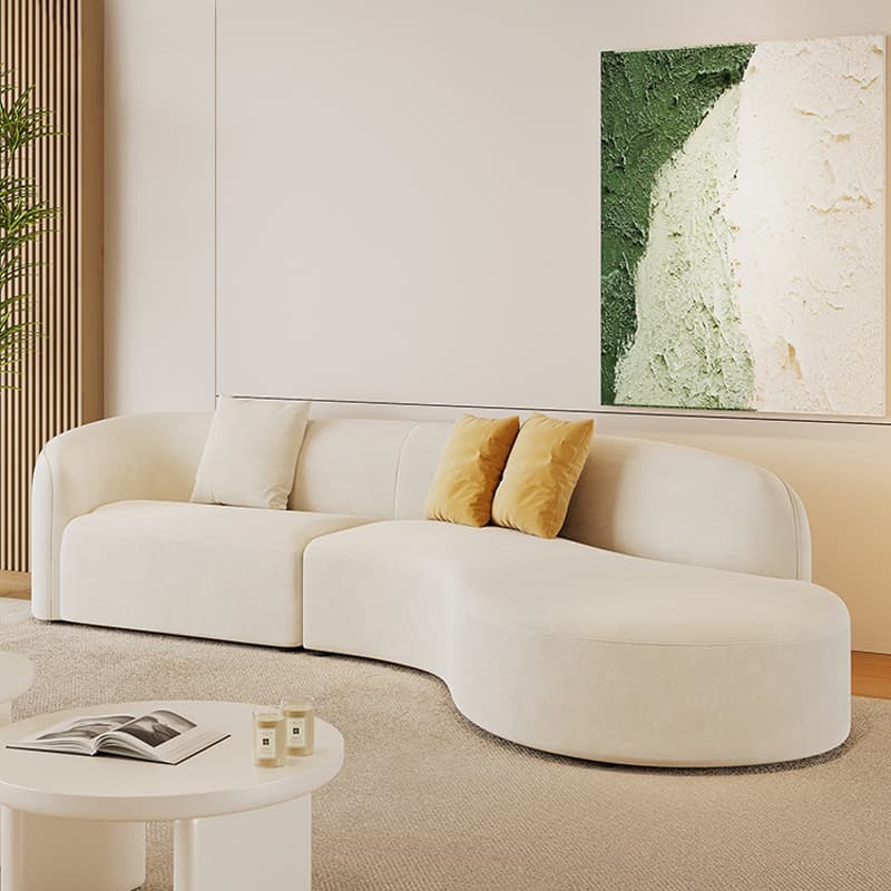Living Room Use Arced/Straight Natural Wood Right Hand Facing/Horizontal Corner Sectional/Sofa with Concealed Support for 5/6 Person/for 2 thumbnail 1