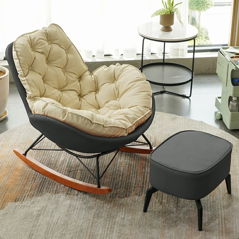 Ergonomic and Stationary Solid Wood Maternity Rocking Chair with Back and Flared Arm thumbnail 16
