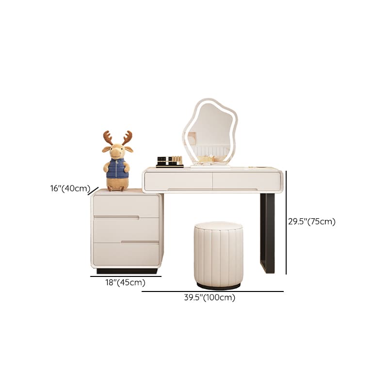 Large/Standard Stone Vanity Set with White Upholstered Chair, 5/8 Drawers, Mirror Lights, and Lighting thumbnail 15