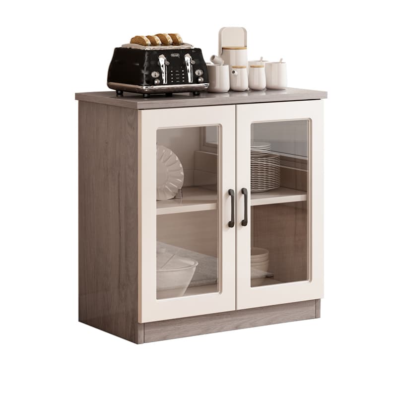 Modern Wood Buffet Cabinet with Glass Doors and Shelves - Full Assembly Needed thumbnail 1
