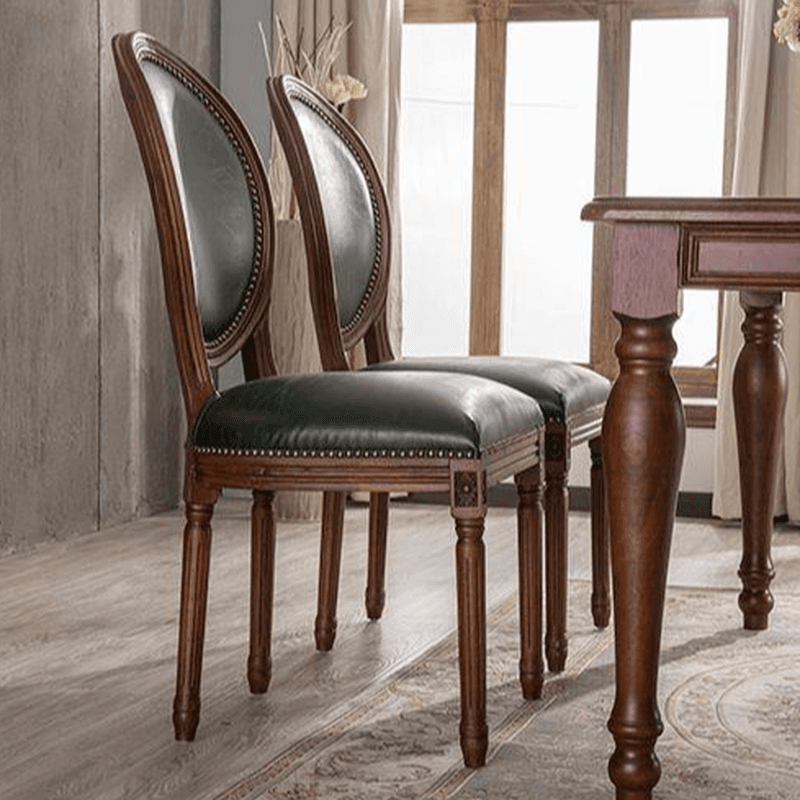 Traditional Antiqued Wood Sturdy Nailhead Trim King Louis Arm Chair/Armless Chair with Outlined and Foot Pads thumbnail 8