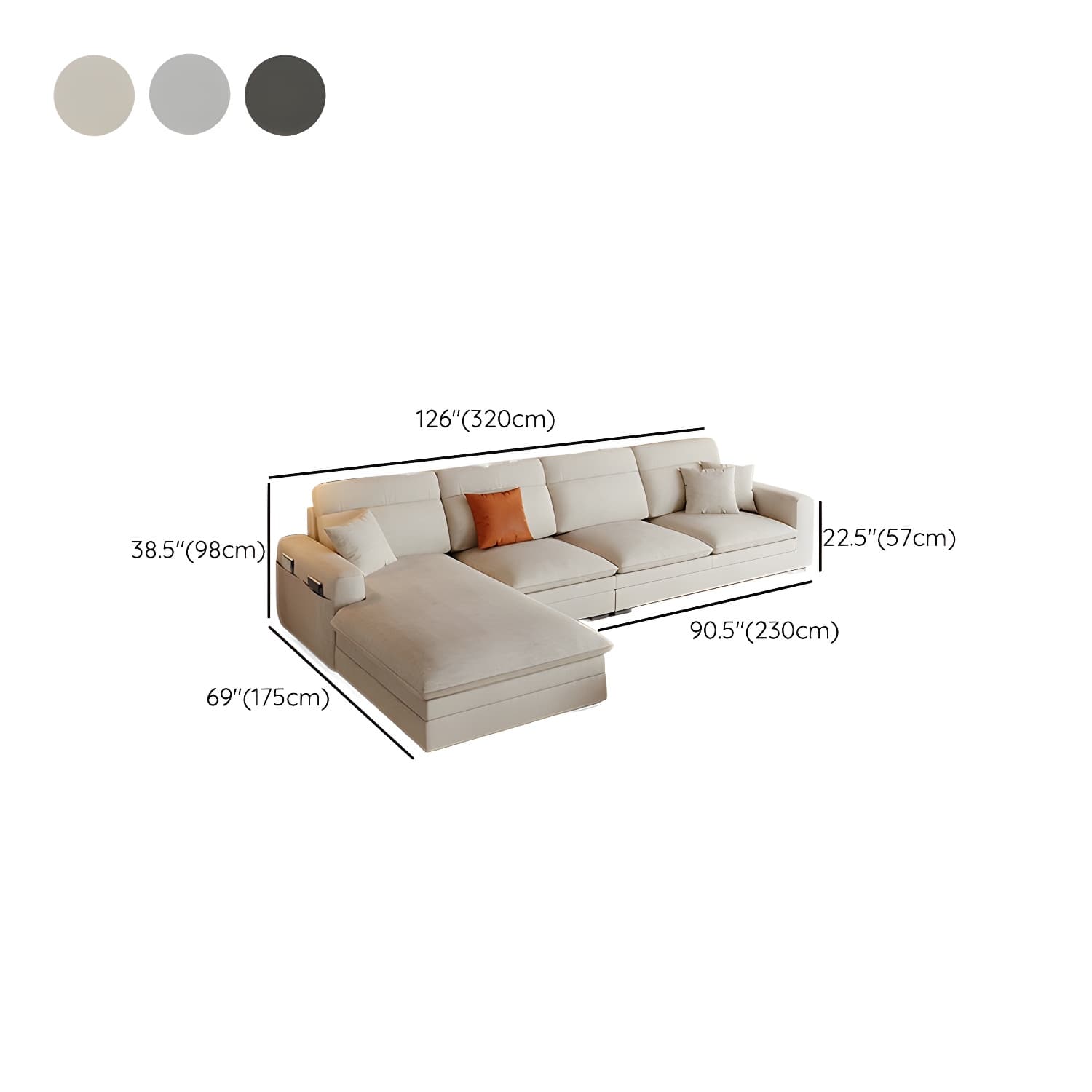 Contemporary Square Arm Sectional Sofa with Pillows and Storage thumbnail 15