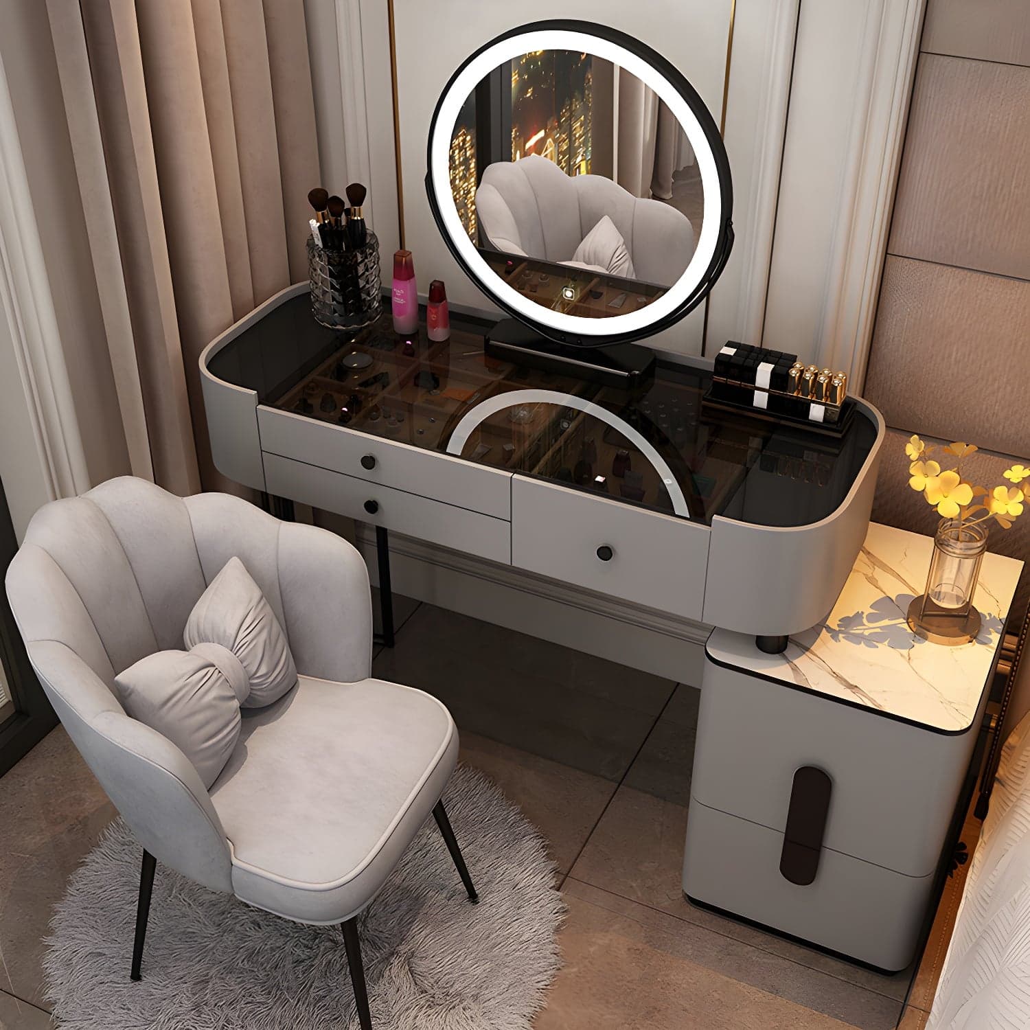 Contemporary Make-up Vanity with 4/5 Drawers,15.75 inch Wide thumbnail 2