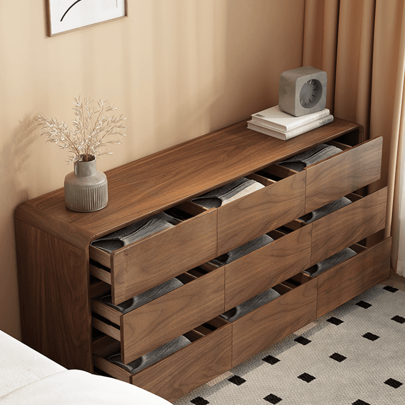 Cocoa Simplistic Natural Wood Double Dresser/Lingerie Chest with 6/9/5 Drawers in Horizontal/Vertical Orientation thumbnail 2