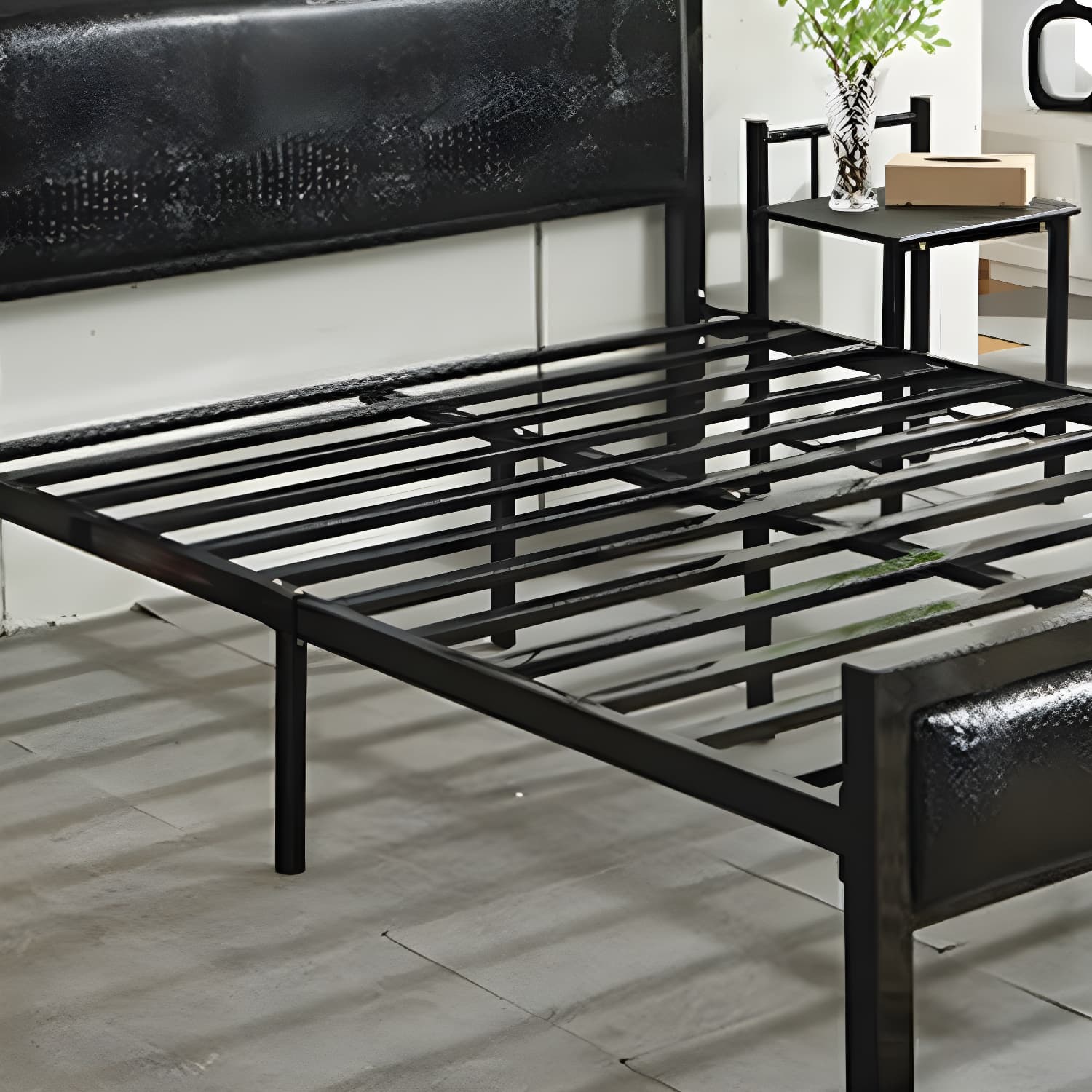Contemporary Metal Standard Bed, Panel Rectangular Headboard Bed thumbnail 10