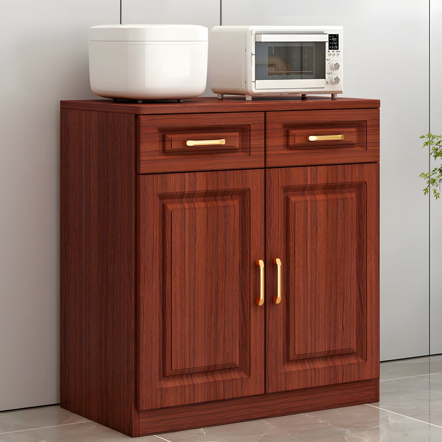 Modern Wood Sideboard Credenza with Drawers and Interior Shelves thumbnail 3