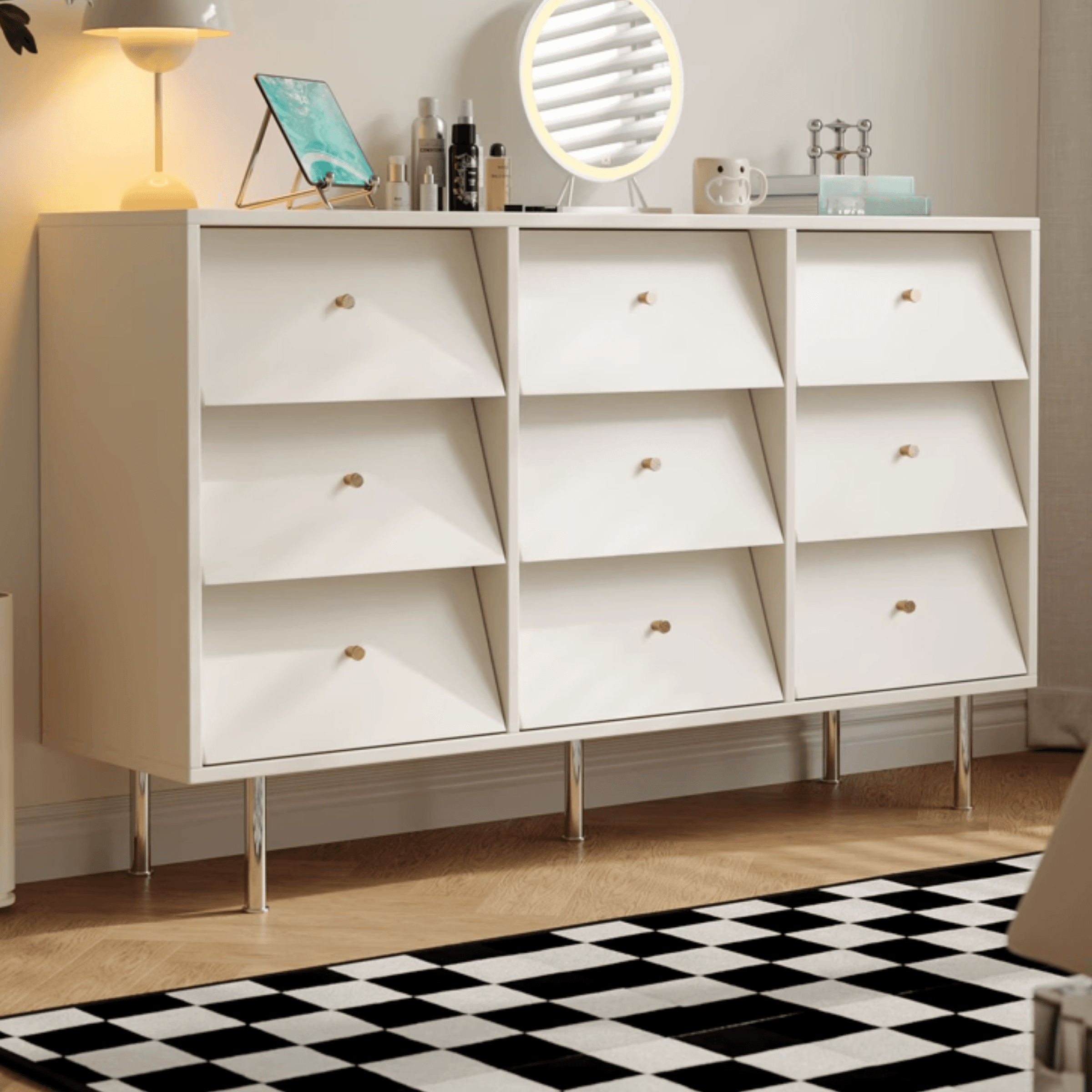 Casual Composite Wood Console Dresser with 6/9 Drawers in Vertical/Horizontal Orientation thumbnail 3