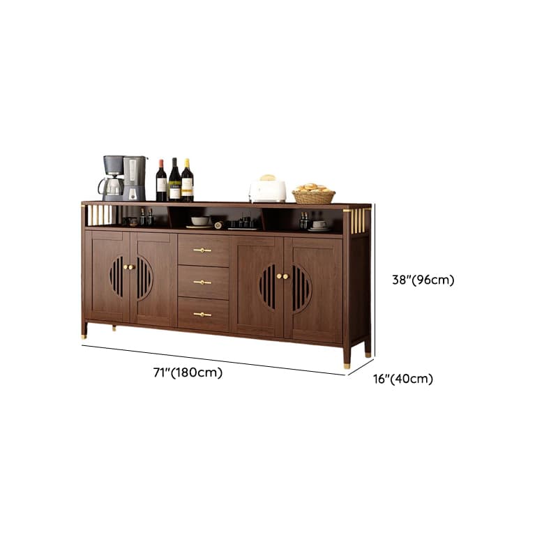 Espresso Standard/Wide/Narrow Timber Sideboard with 4 Doors/3 Doors/2 Doors, Adaptable Shelf and Pantry Hutch, 3 Drawers/6 Drawers/2 Drawers Included/Not Included thumbnail 22