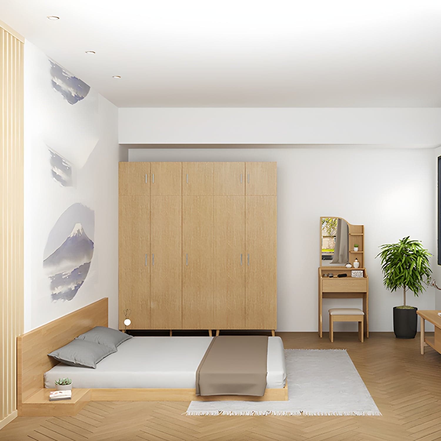 Solid Wood Platform Bed Mid-Century Modern Platform Bed Frame Mattress Included thumbnail 17
